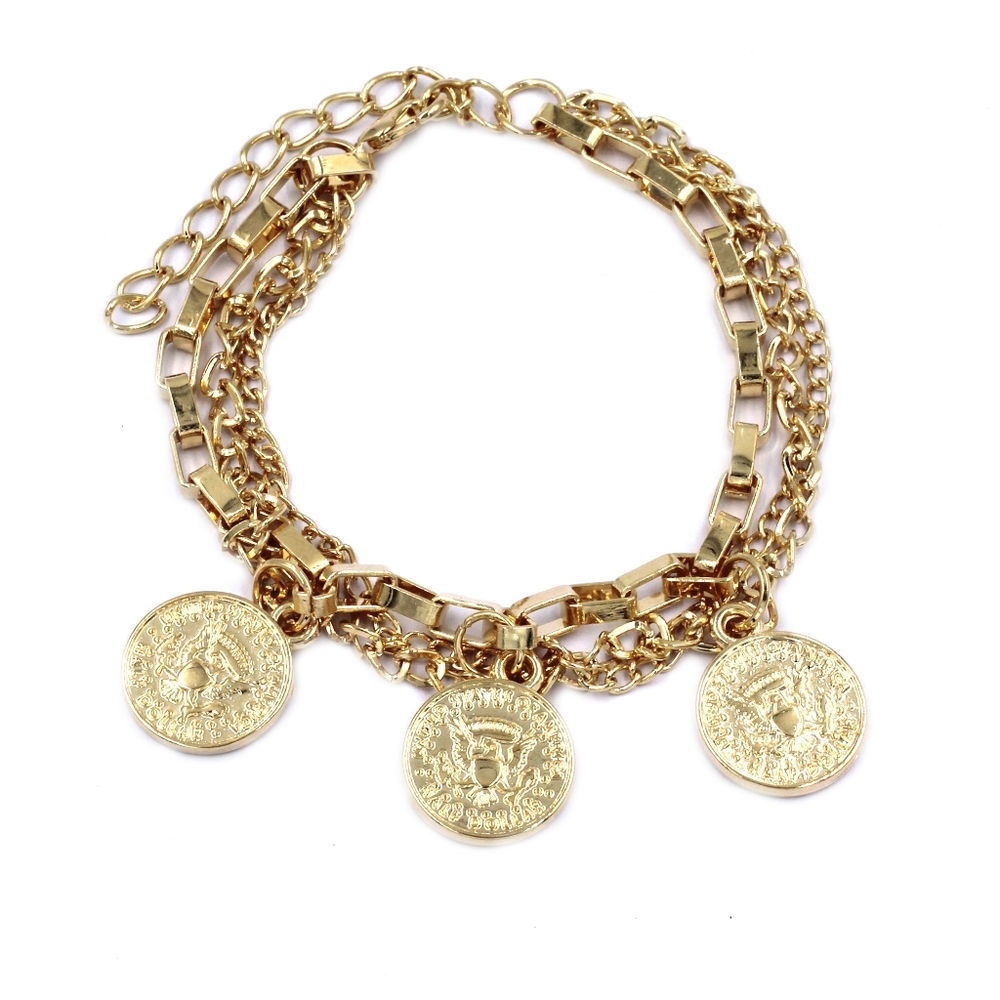 Gold fashion coin bracelet